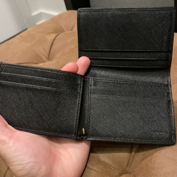 COACH MENS WALLET BLACK CC CANVAS - Picture 3 of 14